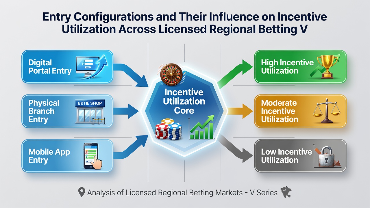 Interior view of a regional betting venue illustrating flow from entry points to incentive claim stations