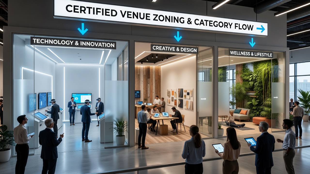 Interior photograph of zoned wagering areas highlighting distinct participant activity clusters at a certified facility